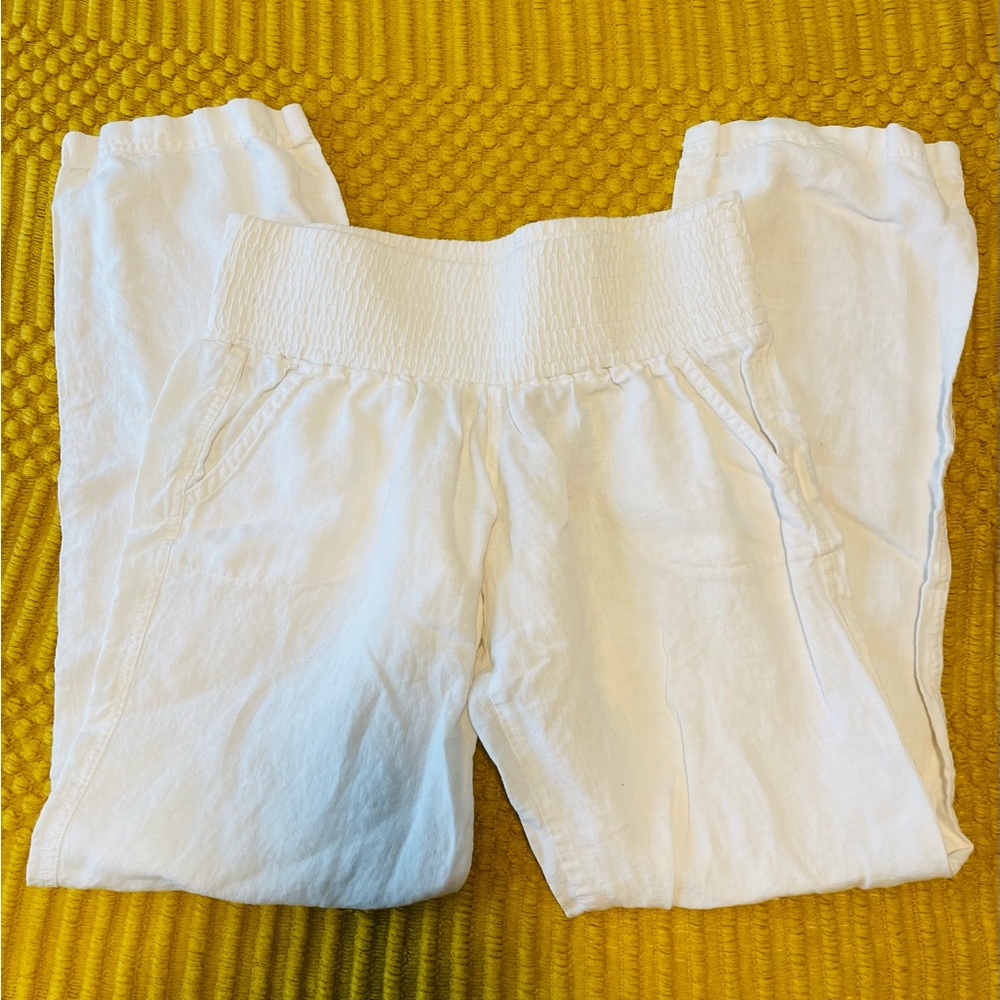 Paperbag White Wide Leg Pants